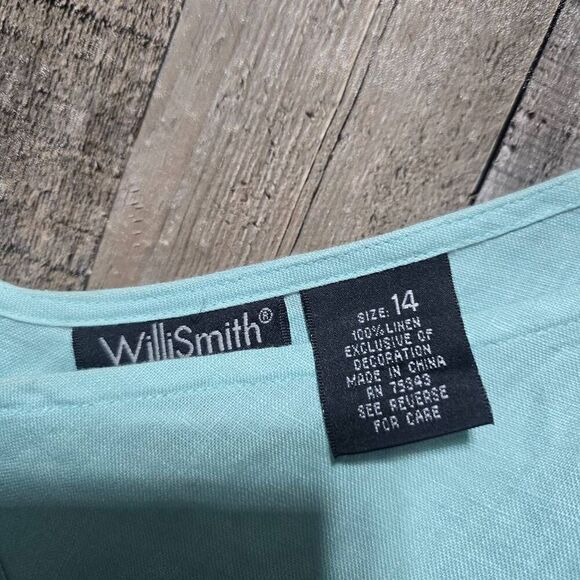 Willi Smith Teal Linen Midi Dress - Picture 3 of 3